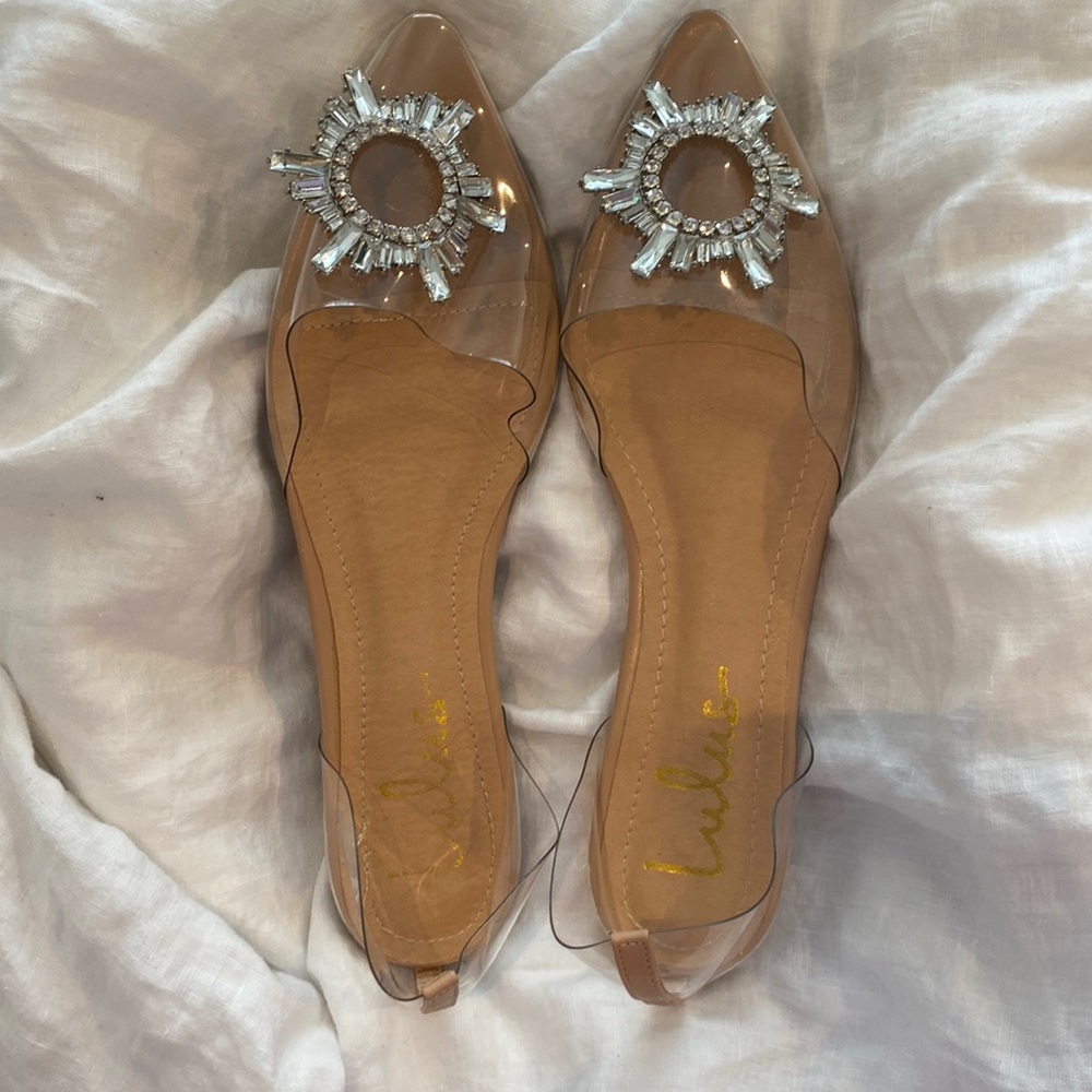 Clear shoes with embellishments